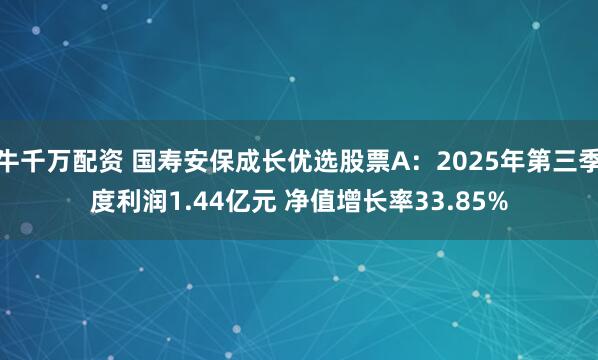牛千万配资 国寿安保成长优选股票A：2025年第三季度利润1.44亿元 净值增长率33.85%