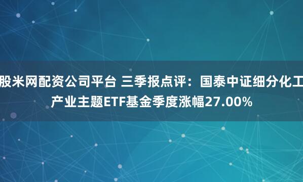 股米网配资公司平台 三季报点评：国泰中证细分化工产业主题ETF基金季度涨幅27.00%
